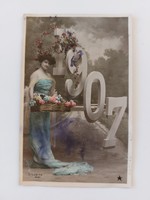 Old postcard 1907 photo postcard lady