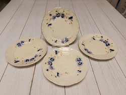 Zsolnay búzavirág mintás porcelán kistányérok/4db (kopott)