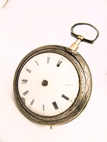 Rarity, antique silver - baroque - quarter strike pocket watch, second half of the 18th century