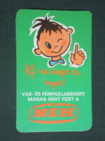 Kártyanaptár, MÉH hulladék hasznosító vállalat,grafikai rajzos,1983 ,  (1)