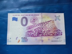 Spain 0 euro 2019 seat 600 club valencia! Rare commemorative paper money! Ouch!
