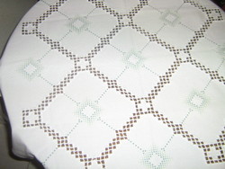 Beautiful white tablecloth with special azure and cross-stitch embroidery