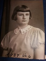 Antique 1937 Hungarian photo of little girl portrait according to the pictures