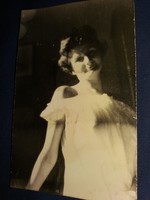 Antique cc.1930 Hungarian photo of a lady in a flowing transparent nightgown according to the pictures