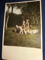 Antique 1930 family photo postcard according to the pictures
