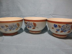 3 Kispest granite bowls with blue flowers