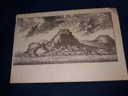 Old Visegrád postcard with antique copper engraving print according to the pictures