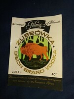 1970s bison Polish (grass fiber) vodka drink label according to the pictures