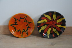 Pair of retro juried industrial artist ceramic wall plates