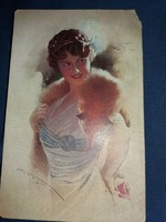 1908 Monarchy postcard with a painting of a lady in the pictures
