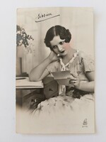 Régi képeslap 1936 fotó levelezőlap levélolvasó hölgy