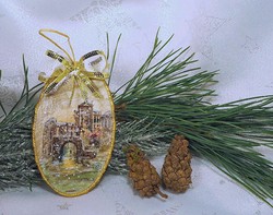 Handmade oval Christmas ornament