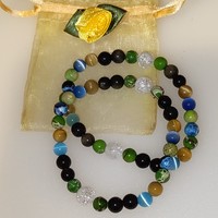 Mineral rubber bracelet with a pair of round and faceted eyes