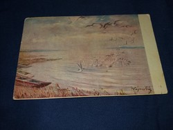 Antik Sirályok a Balatonon Wágner Géza festménye után tájkép FESTMÉNY képeslap a képek szerint