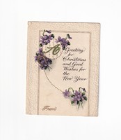K:038 Karácsonyi üdv. kártya- képeslap (száraz virág szirommal)1930-40