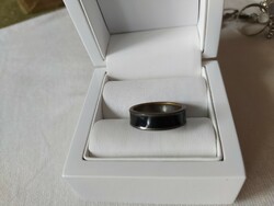 Fekete zománcozott retró karika gyűrű