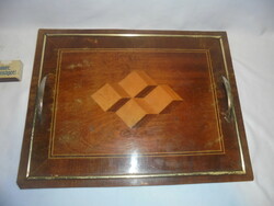 Retro inlaid wood-metal tray