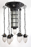 Large Art Nouveau wrought iron chandelier