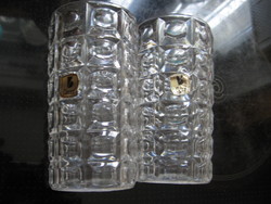 Retro carré plastic vase with crystal effect, pair of glasses