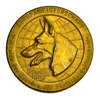 1976 németjuhász kutya európa bajnokság - kiállítás bronz plakett