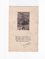 K:091 Karácsonyi  antik postatiszta képeslap (Foltos)
