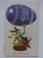 Old graphic Easter greeting card - drawing by Tibor Gönczy
