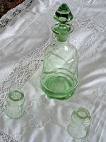Retro liqueur set. Bottle and 2 glasses with tray.