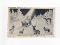 K:085 Karácsonyi Antik képeslap Fekete-fehér