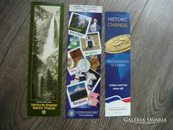 3 pieces of bookmark showing usa quaters and dollars