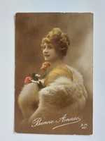 Old postcard 1919 photo postcard lady