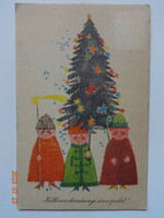 Old graphic Christmas greeting card - Dawn Gabriella drawing