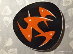 Zsolnay, Turkish János art deco, red and black fish dinner plate, - bowl from Zsolnay, artwork nhc