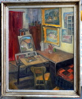 Hungarian painting studio interior from 1968