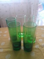 Green old glass 17 cm 6 pieces