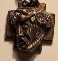 Antique silver Jesus head, pendant. Size: 2x2 cm. 7 Gr