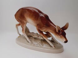 Large royal dux porcelain deer, doe, 28 cm