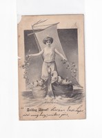 K:085 Újév-Karácsonyi Antik képeslap 1909 Fekete-fehér