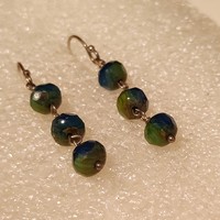 Faceted chrysocolla silver earrings