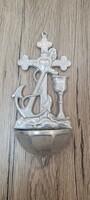 Aluminum holy water container.
