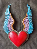 Kézműves Mexikói San Miguel szárnyas szív, szent szív