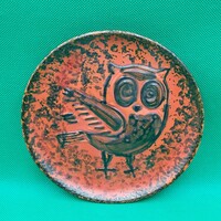Tófej ceramic wall decoration with owl decor