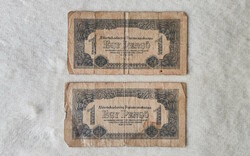 1944-es Vörös Hadsereg 1 pengő (VG) | 2 db bankjegy