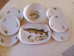 Beautiful old Bavarian 8-piece fish porcelain set