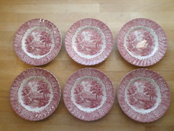 6 db angol pink porcelán kistányér süteményes tányér 18 cm