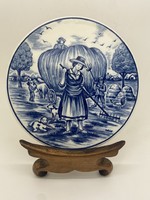 Ritka Royal Delft blue holland porcelán tányér 18.5cm szénagyűjtők