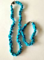 Turquoise mineral necklace and bracelet set