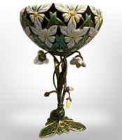 Beautiful art nouveau-style porcelain-bronze fruit bowl, centerpiece or flower pot