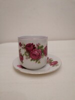 Zsolnay rose coffee mug with coaster