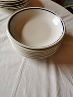 Zsolnay porcelán menzás kék csíkos főzelékes, kocsonyás tányér