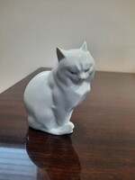 Herendi festett porcelán cica, macska figura 1.oszt.